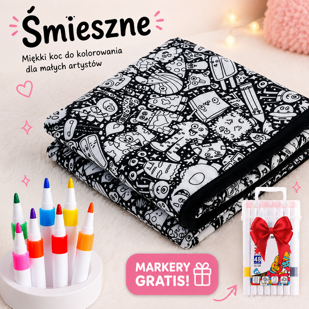 Miękki Koc do Kolorowania z Markerami - Kolorino